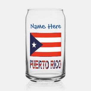 Puerto Rico Puerto Ricaanse Vlag Blauw Personalisa Blikvorm Glas