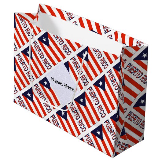 Puerto Rico Puerto Ricaanse vlag gepersonaliseerd Groot Cadeauzakje (Voorkant Gekanteld)