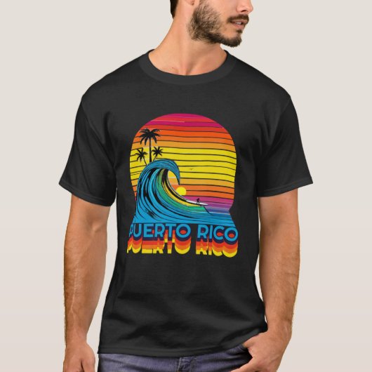Puerto Rico Retro Throwback Surf & Beach Souvenir T-shirt (Voorkant)