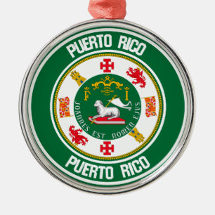 Puerto Rico Round Emblem Metalen Ornament