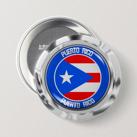 Puerto Rico Round Emblem Ronde Button 7,6 Cm (Voorkant /achterkant)