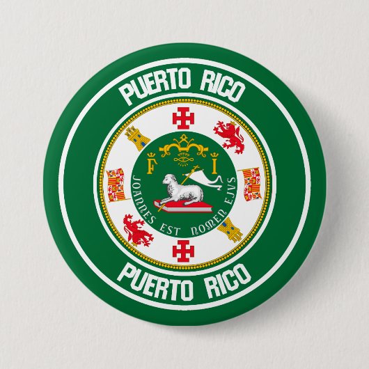 Puerto Rico Round Emblem Ronde Button 7,6 Cm (Voorkant)
