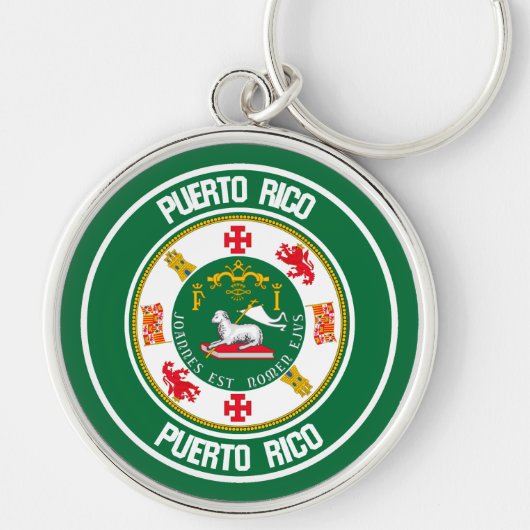 Puerto Rico Round Emblem Sleutelhanger (Voorkant)