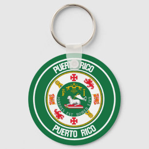 Puerto Rico Round Emblem Sleutelhanger