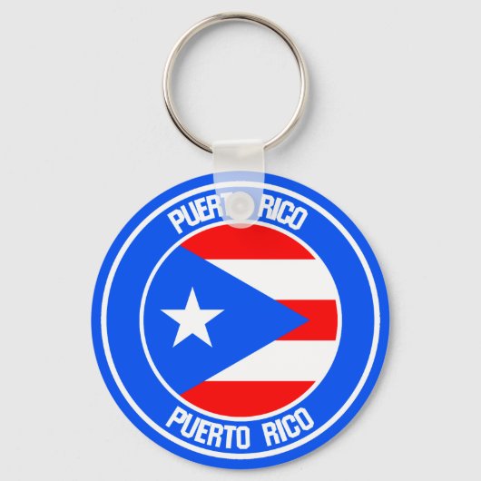 Puerto Rico Round Emblem Sleutelhanger (Voorkant)