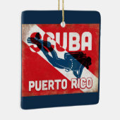 Puerto Rico Scuba Diver - Blue Retro Keramisch Ornament (Rechts)