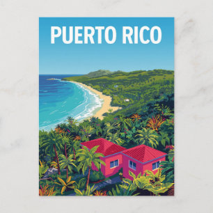 Puerto Rico Tropisch Strand Retro Briefkaart
