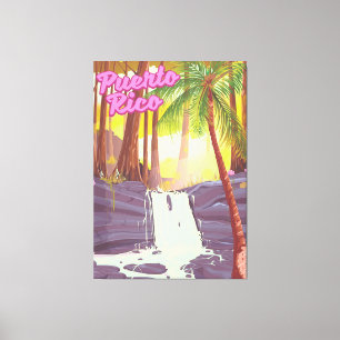 Puerto Rico Tropische Palm reisposter Canvas Afdruk