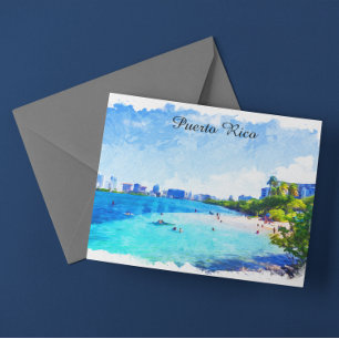 Puerto Rico Tropische Waterverf Schilderij Briefkaart