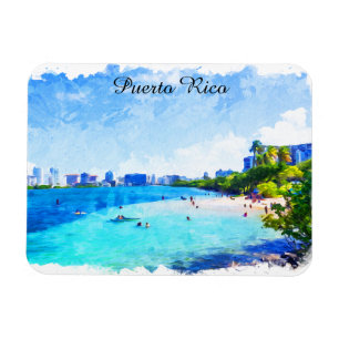Puerto Rico Tropische Waterverf Schilderij Magneet