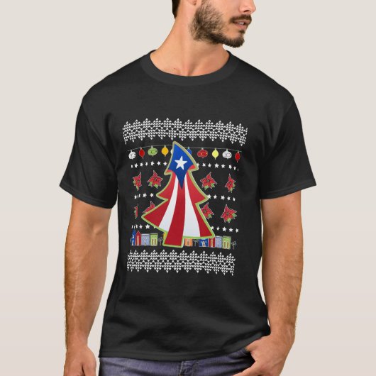 Puerto Rico Ugly KerstSweater Option Navidad T-shirt (Voorkant)