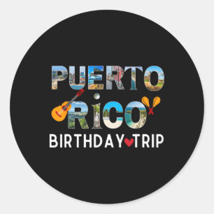 Puerto Rico verjaardagsreis vakantie reizen Ronde Sticker