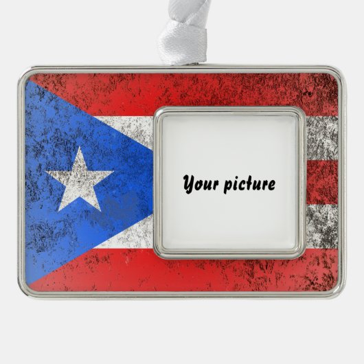 Puerto Rico Verzilverd Kader Ornament (Voorkant)