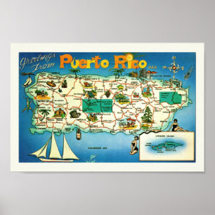 Puerto Rico Vieques Eilanden Afdrukken Poster