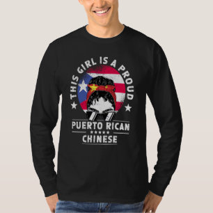 Puerto Rico Vlag China Geteelde Vrouwen Meisje Tro T-shirt