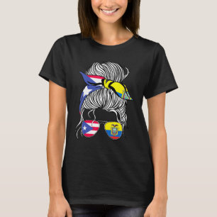 Puerto Rico Vlag Ecuador Gekweekte Vrouwen Meisje T-shirt