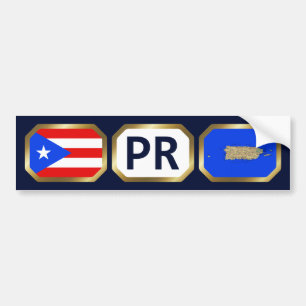 Puerto Rico Vlag Kaart Code Bumper Sticker