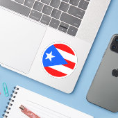 Puerto Rico Vlag Ronde Sticker (Laptop met iPhone)