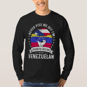 Puerto Rico Vlag Venezuela Geteeld Humor Trots T-shirt