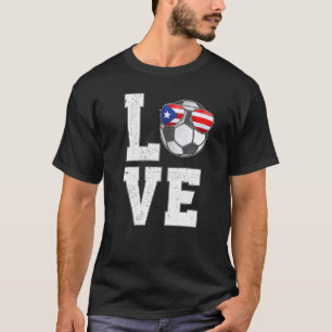 Puerto Rico Voetbal Liefde Puerto Ricaanse Vlag T-shirt