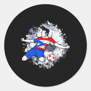Puerto Rico Voetbal Puerto Ricaanse Vlag Trots Foo Ronde Sticker
