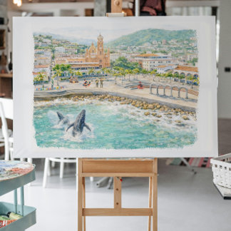 Puerto Vallarta Illustrated Malecón Briefkaart