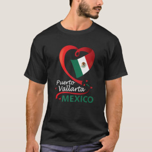 Puerto Vallarta Jalisco Mexico Heart Flag Mexicana T-shirt