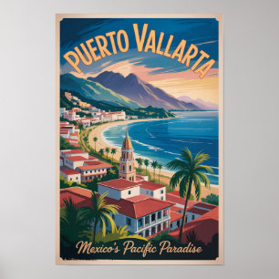 Puerto Vallarta Mexico Illustratie Reis Kunst Poster