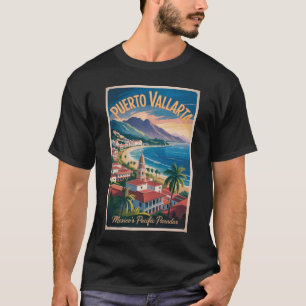Puerto Vallarta Mexico Illustratie Reis Kunst T-shirt