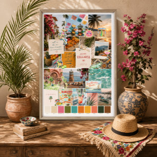 Puerto Vallarta Mexico Reis Collage Kunstprint Poster