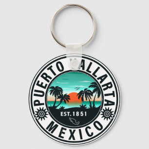 Puerto Vallarta Mexico Retro Sunset Souvenirs 60s Sleutelhanger