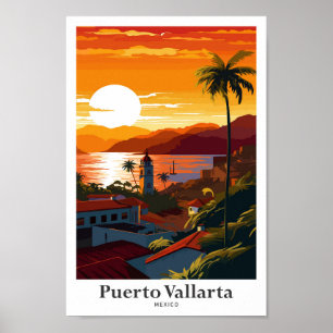 Puerto Vallarta Mexico Travel Art Vintage Poster