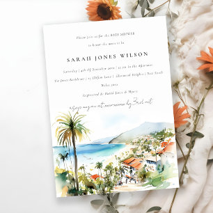 Puerto Vallarta Mexico Watercolor Baby Shower Kaart