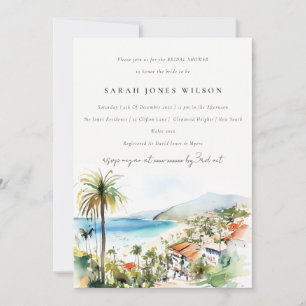 Puerto Vallarta Mexico Watercolor Bruidsfeest Kaart