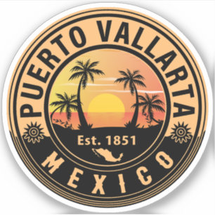 Puerto Vallarta Palm Tree Retro 80's Mexicaanse Pl Sticker