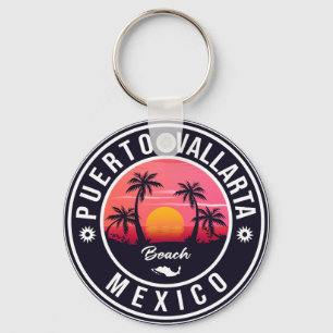 Puerto Vallarta Palm Tree Vintage Travel Souvenir Sleutelhanger
