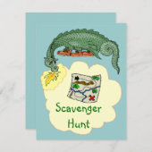 Puff Dragon & Scavenger Hunt Map Uitnodigingen (Voorkant / Achterkant)