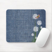 Puff Flowers op Denim Muismat (Met muis)