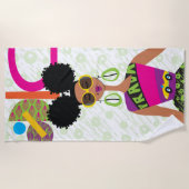 Puff Girl Colorful Beach Towel Strandlaken (Voorkant)