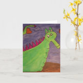 Puff the Magic Dragon - waterverven Kaart (Gele Bloem)