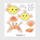 Puffafish, Crab en Shells VinylSticker Sticker (Vel)