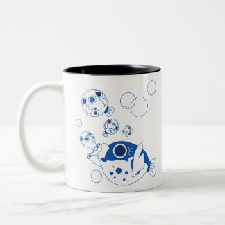 Puffervis, blaasvis voor kinderen tweekleurige koffiemok