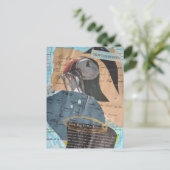 Puffin and Fish Chapter Eleven Mixed Media Collage Briefkaart (Staand voorkant)