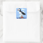 Puffin Cute Atlantic Seabird Vierkante Sticker (Tas)