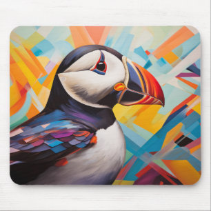Puffin Dier Vogel Portret Kleurrijke Schilderij Muismat