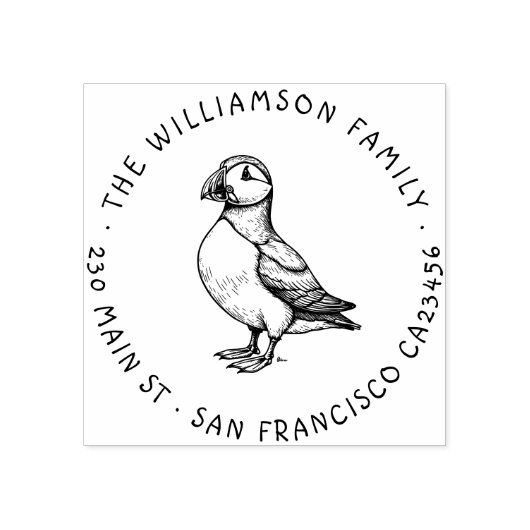 Puffin Family Retour Adresstempel Rubberstempel (Afrduk)