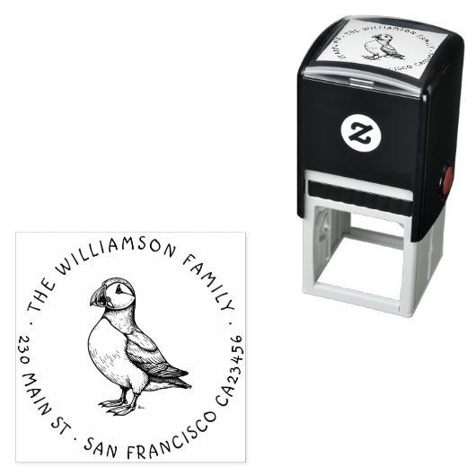 Puffin Family Retour Adresstempel Zelfinktende Stempel (In situ)