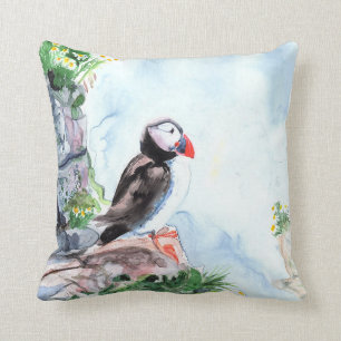 Puffin Fine Art-Waterverf Kussen