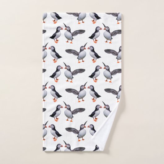 Puffin Frenzy Bathroom Towel Set Bad Handdoek (Handdoek)