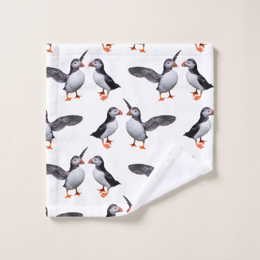 Puffin Frenzy Bathroom Towel Set Bad Handdoek (Wasdoekje)